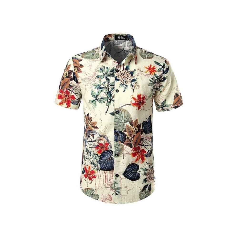JOGAL Men's Flower Hawaiian Shirt - Size XXL - Cotton Blend